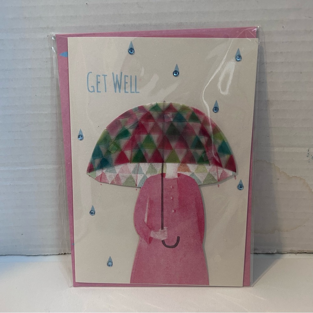 Colorful Get Well Card with Umbrella Design